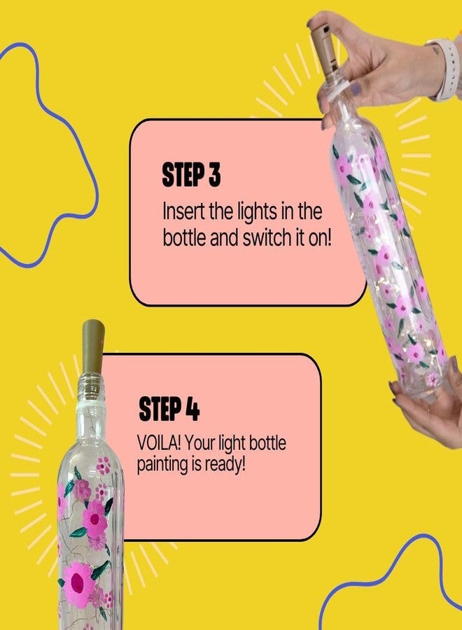 KITSTERS DIY Light Bottle Painting Kit|Recycled Bottle + Fairy Lights + Paints & Brushes|Ideal Birthday Gift|Art & Craft|Fun Activity For Kids & Adults|Detailed Video Workshop Included,Multicolor - Image 5